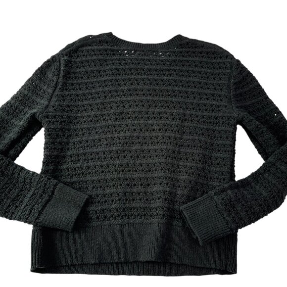 BANANA REPUBLIC Black Crochet Knit Sweater Long Sleeve. Black Size Women's Small